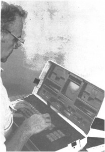 photo of Frank Christ using his Osborne computer