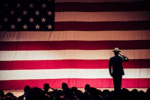 photo of soldier saluting the flag